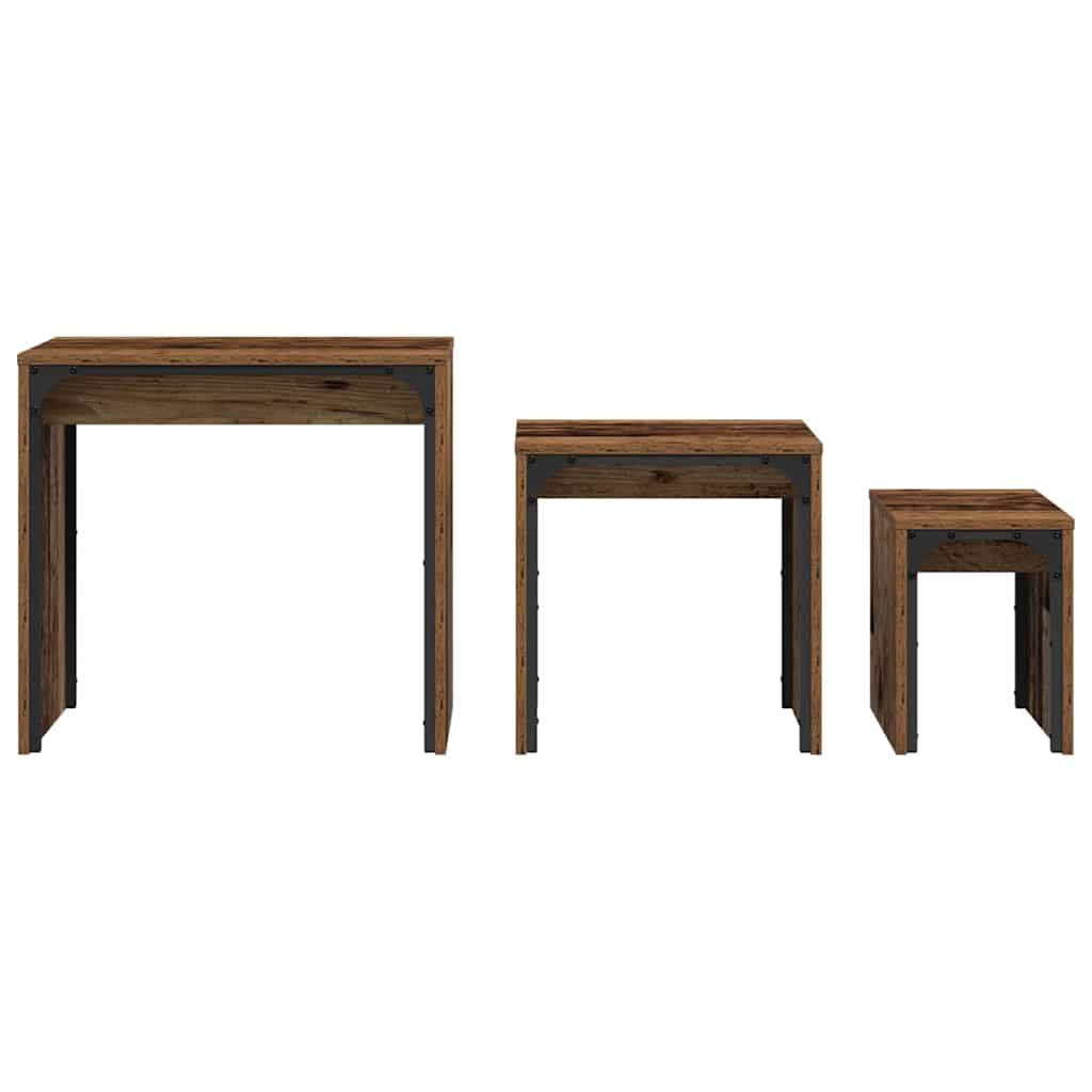 Mesa de Café 3 pcs Madera vieja Madera de ingeniería