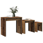 Mesa de Café 3 pcs Madera vieja Madera de ingeniería