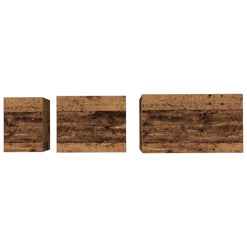 Mesa de Café 3 pcs Madera vieja Madera de ingeniería