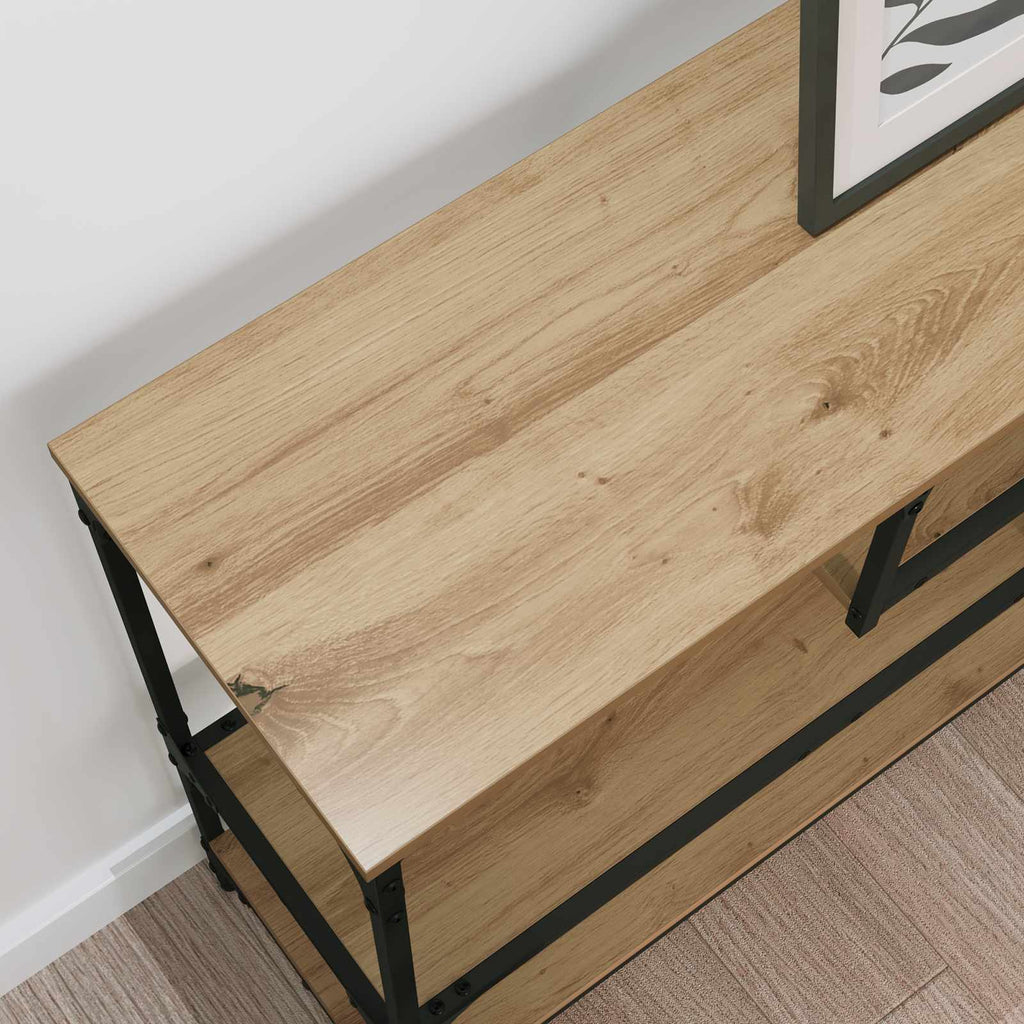 Mesa Consola con estante Roble artesanal 100 x 30 x 75 cm