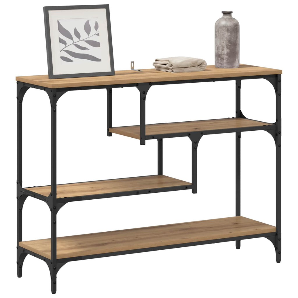 Mesa Consola con estante Roble artesanal 100 x 30 x 75 cm
