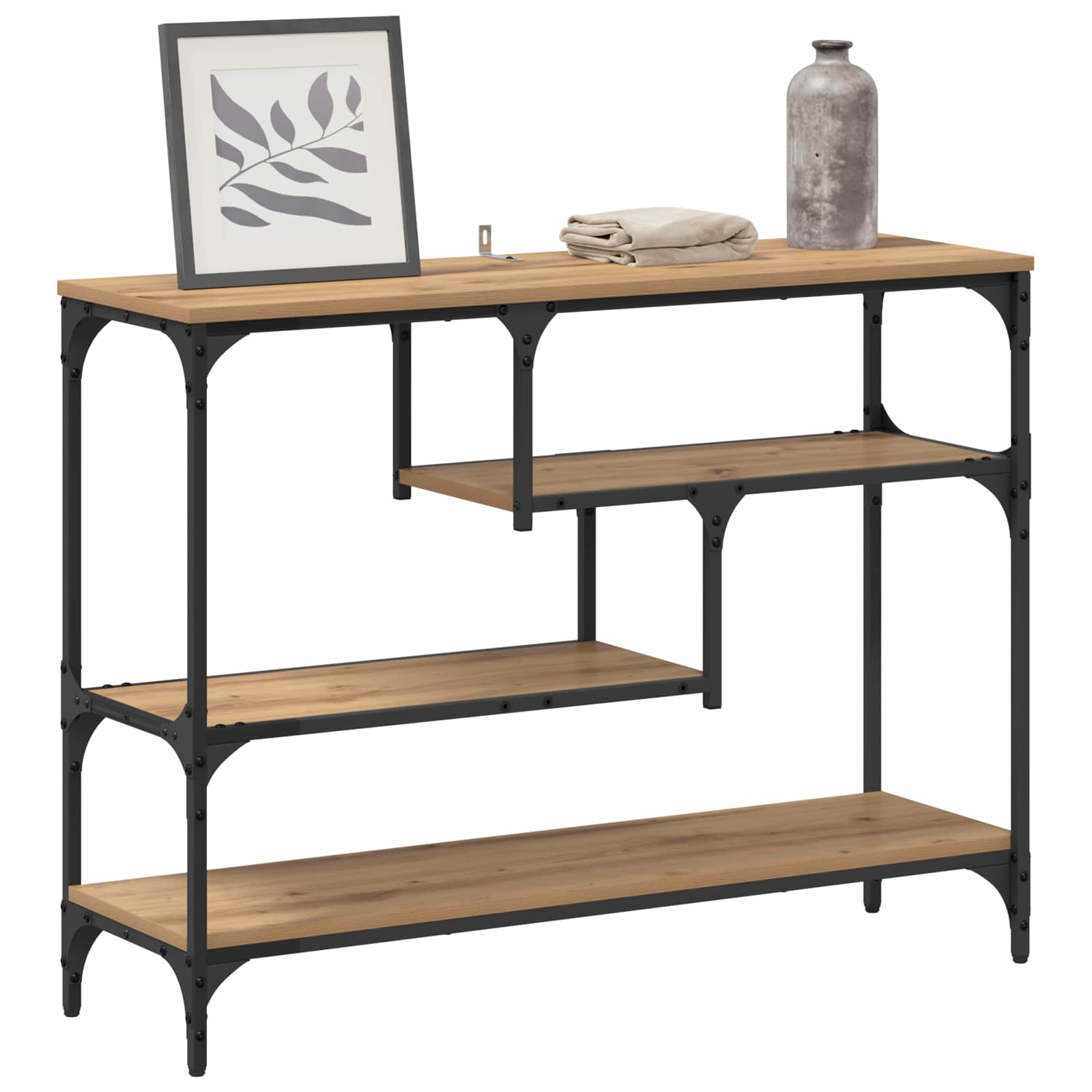 Mesa Consola con estante Roble artesanal 100 x 30 x 75 cm