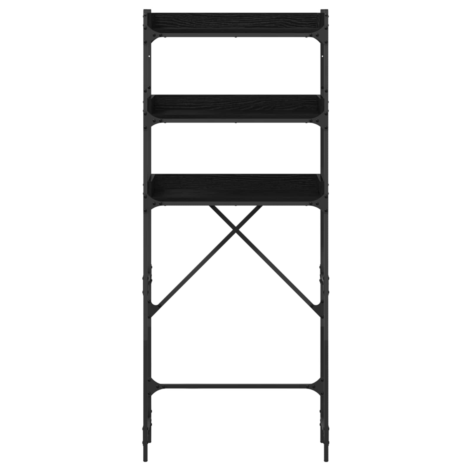 Estante para lavadora con estante Roble Negro 67 x 25 x 163 cm