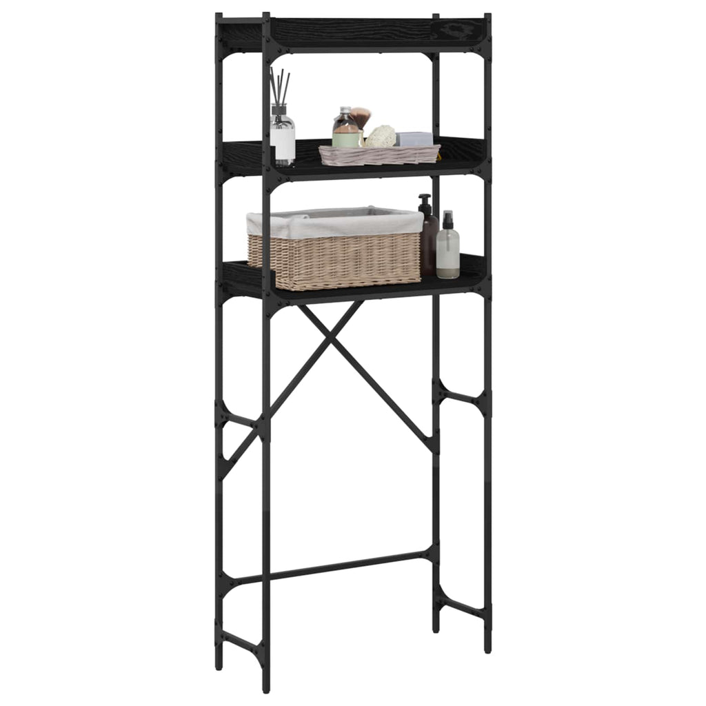 Estante para lavadora con estante Roble Negro 67 x 25 x 163 cm