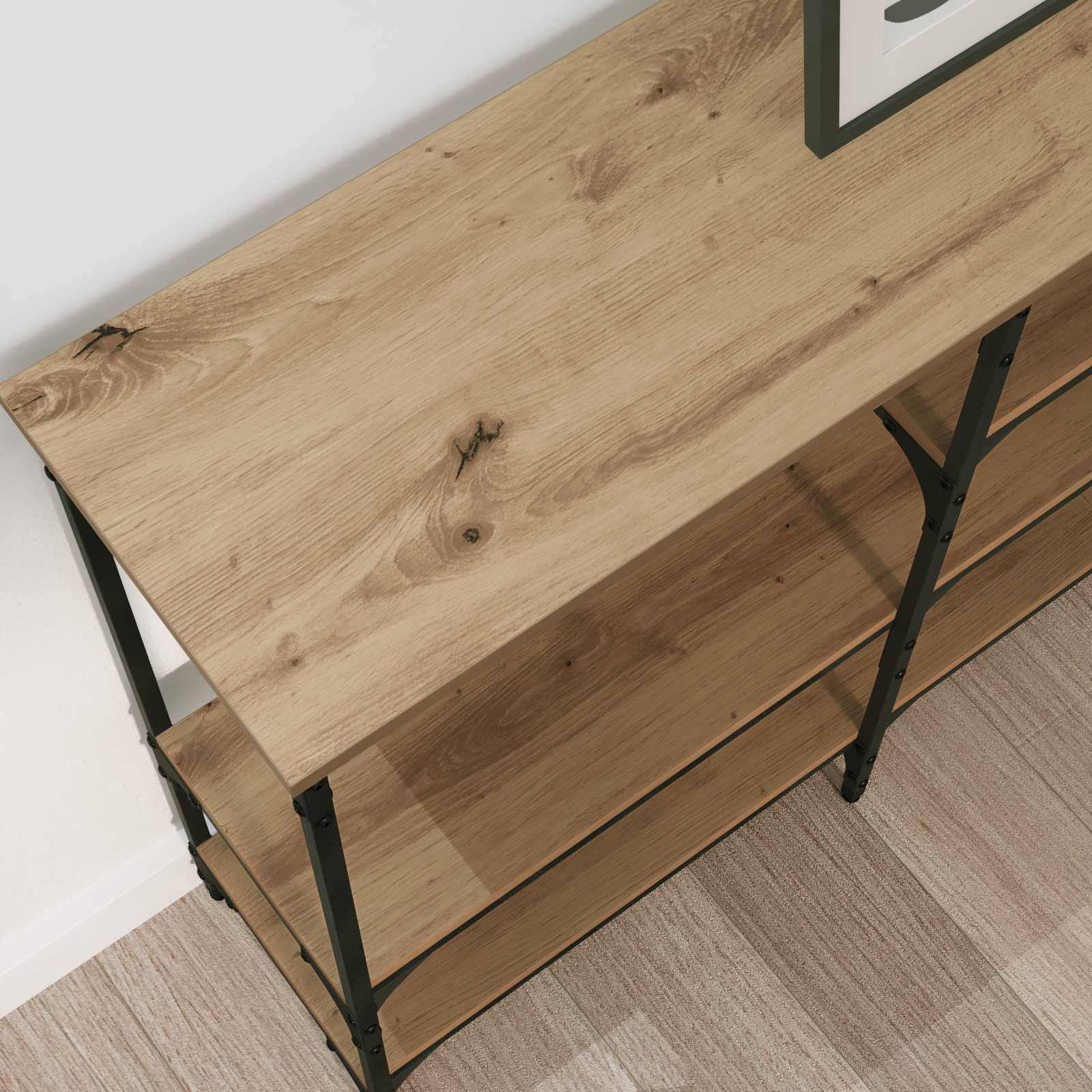 Mesa Consola con estante Roble artisan 160 x 29 x 80 cm
