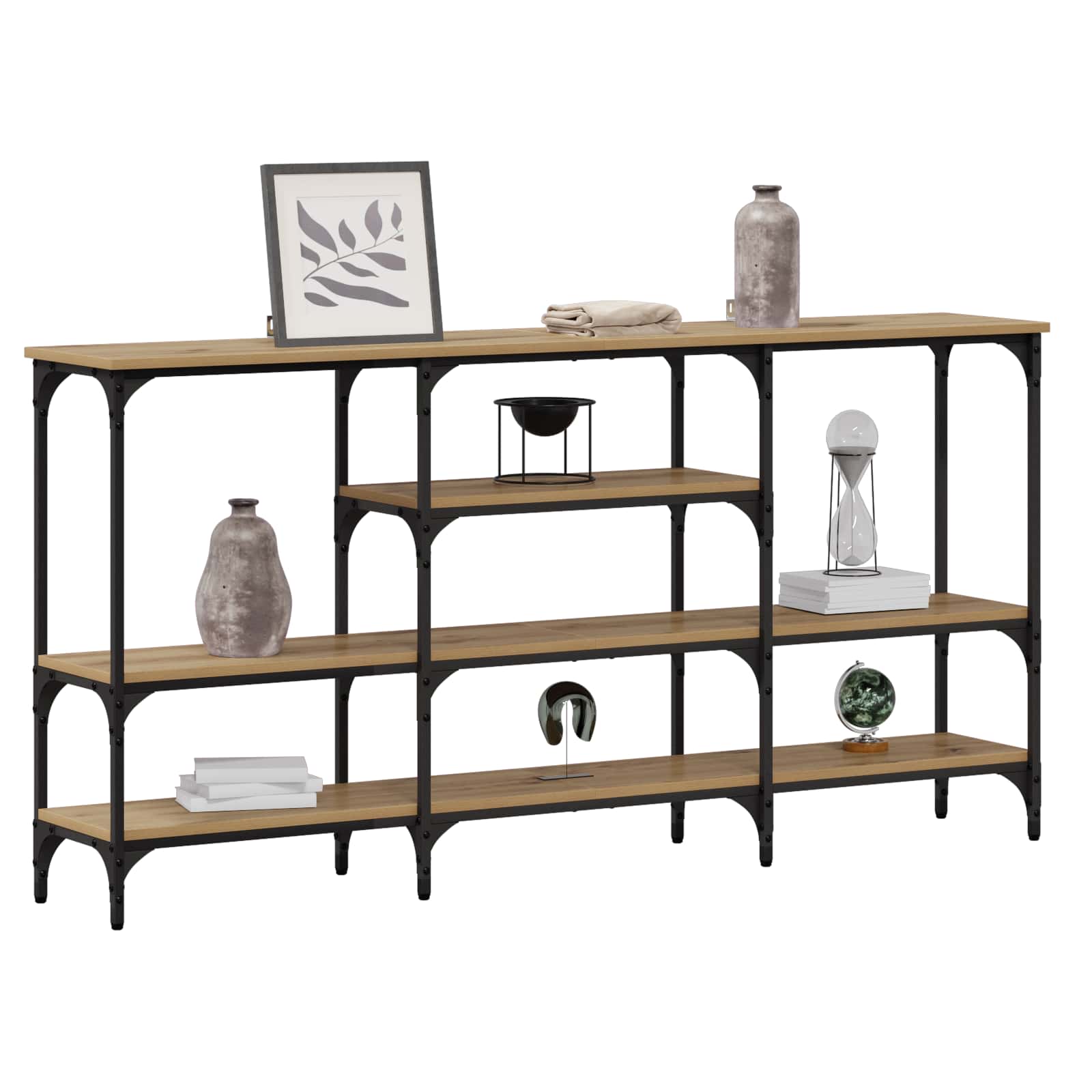 Mesa Consola con estante Roble artisan 160 x 29 x 80 cm