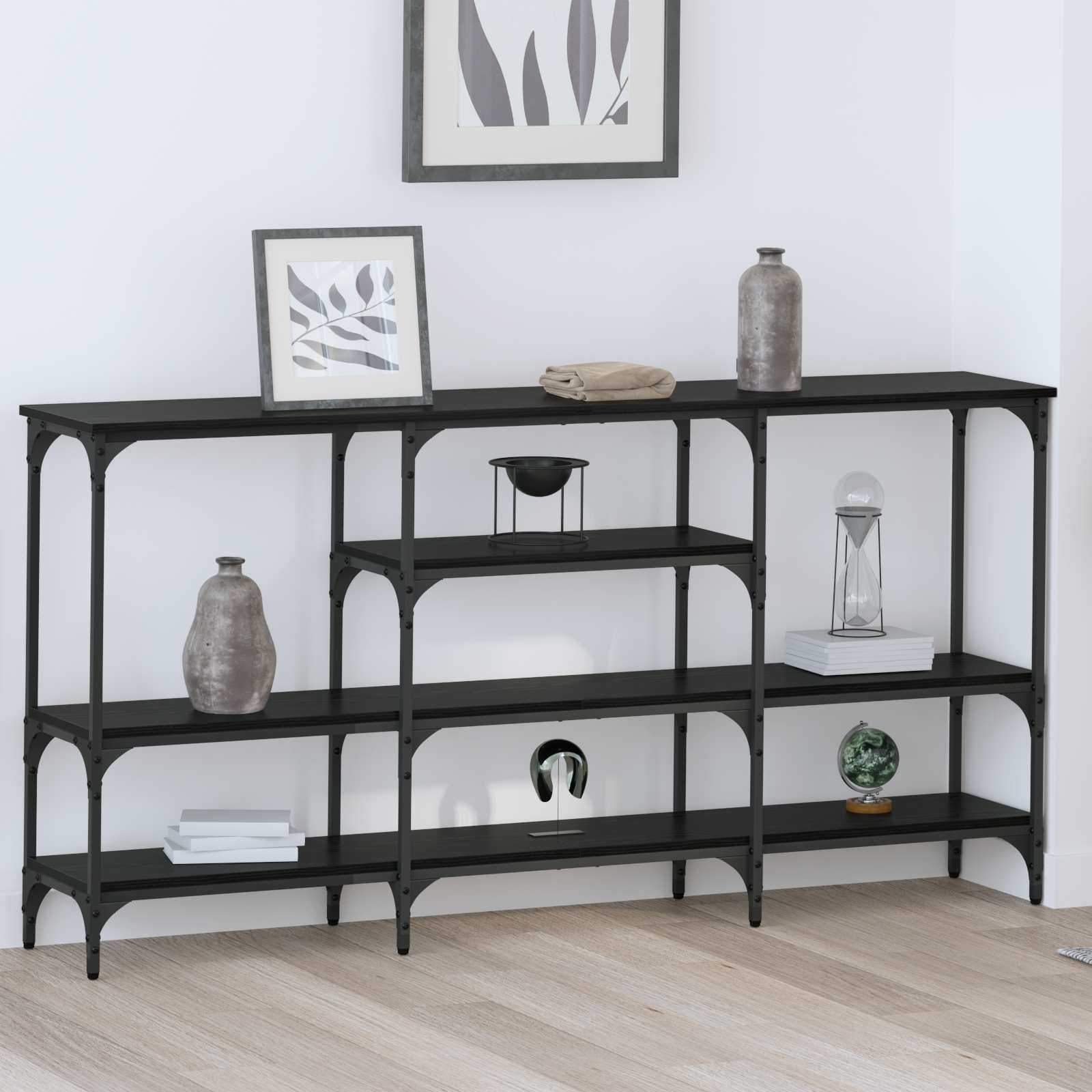 Mesa Consola con estante Roble artisan 160 x 29 x 80 cm
