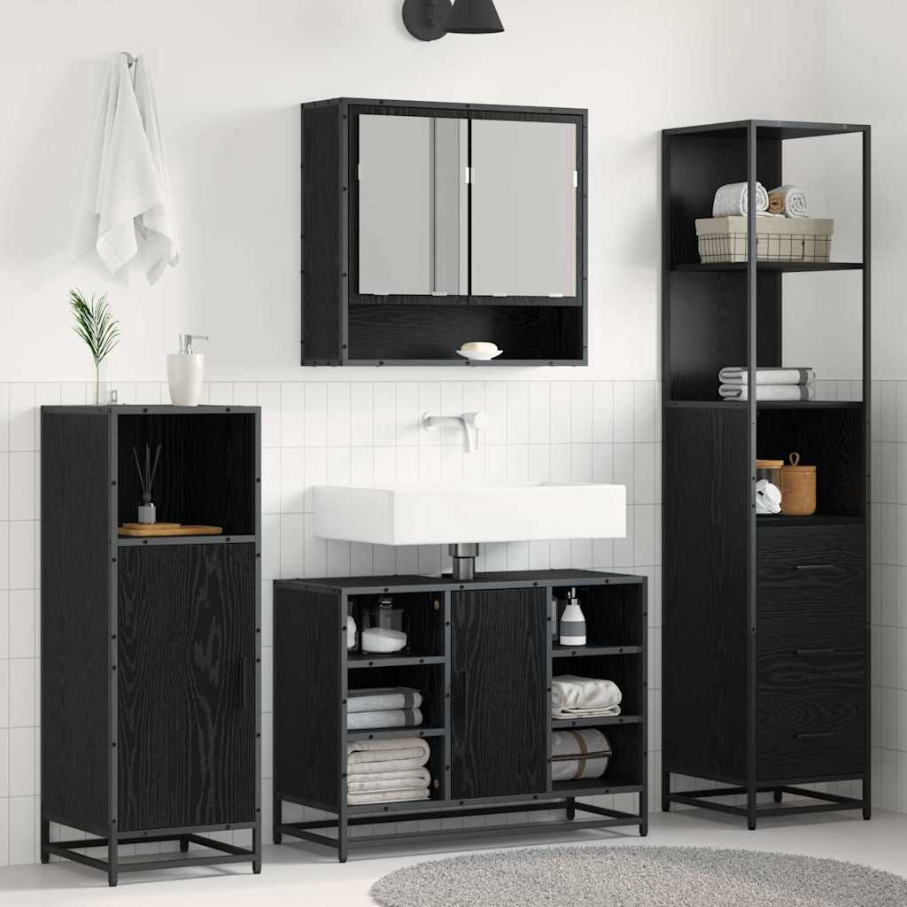 Juego de muebles de baño Roble Negro 35 x 37,5 x 166 cm