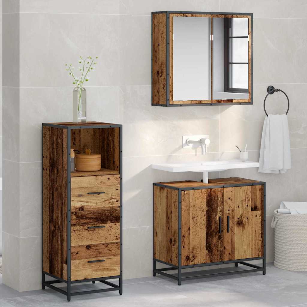 Juego de Muebles de Baño Madera envejecida Madera de ingeniería
