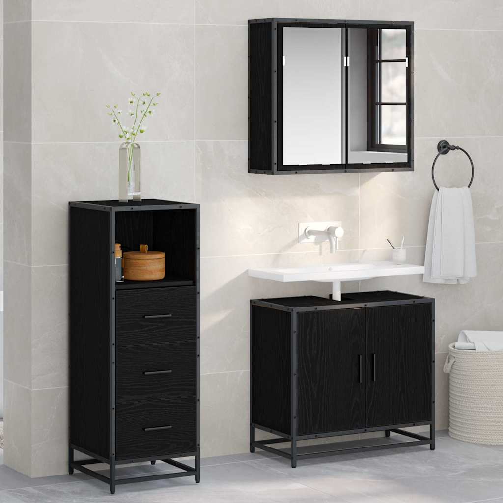Juego de muebles de baño Roble Negro 35 x 37,5 x 100 cm