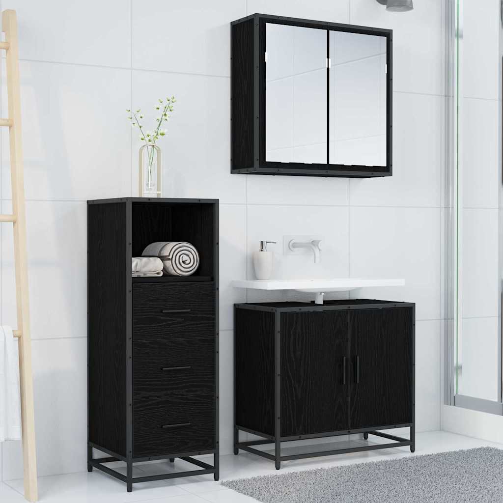 Juego de muebles de baño Roble Negro 35 x 37,5 x 100 cm