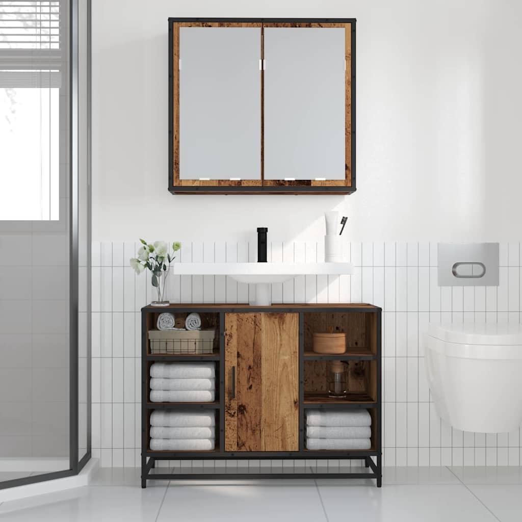 Estante de pared con estante Madera vieja 65 x 20 x 60 cm