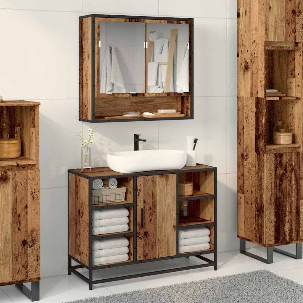 Estante de pared con estante Madera vieja 65 x 20 x 60 cm