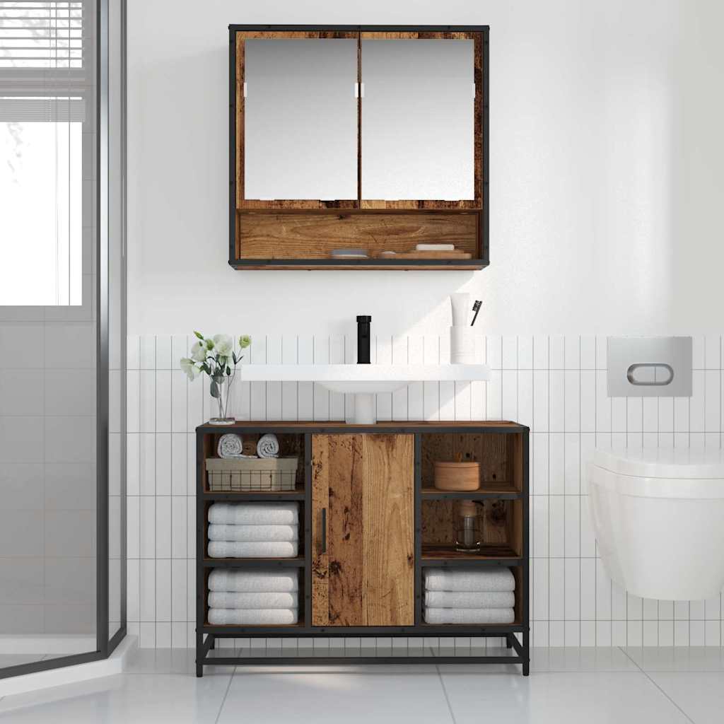 Estante de pared con estante Madera vieja 65 x 20 x 60 cm
