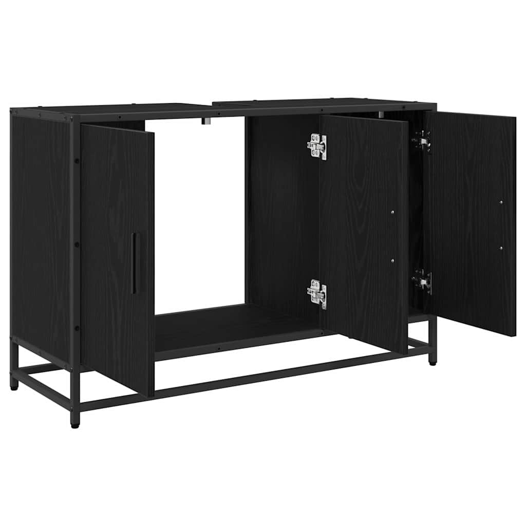 Mueble de Cuarto de Baño con puerta Roble Negro 90 x 33 x 60 cm