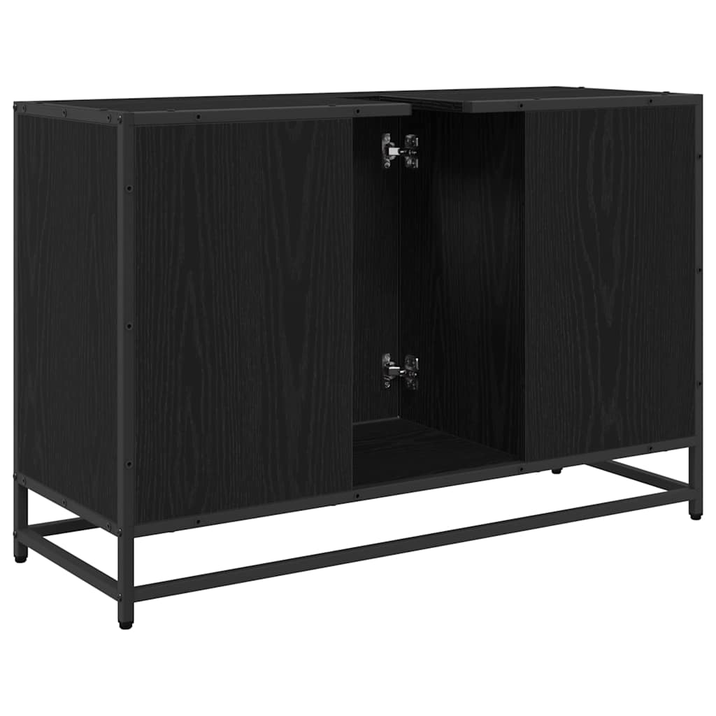 Mueble de Cuarto de Baño con puerta Roble Negro 90 x 33 x 60 cm