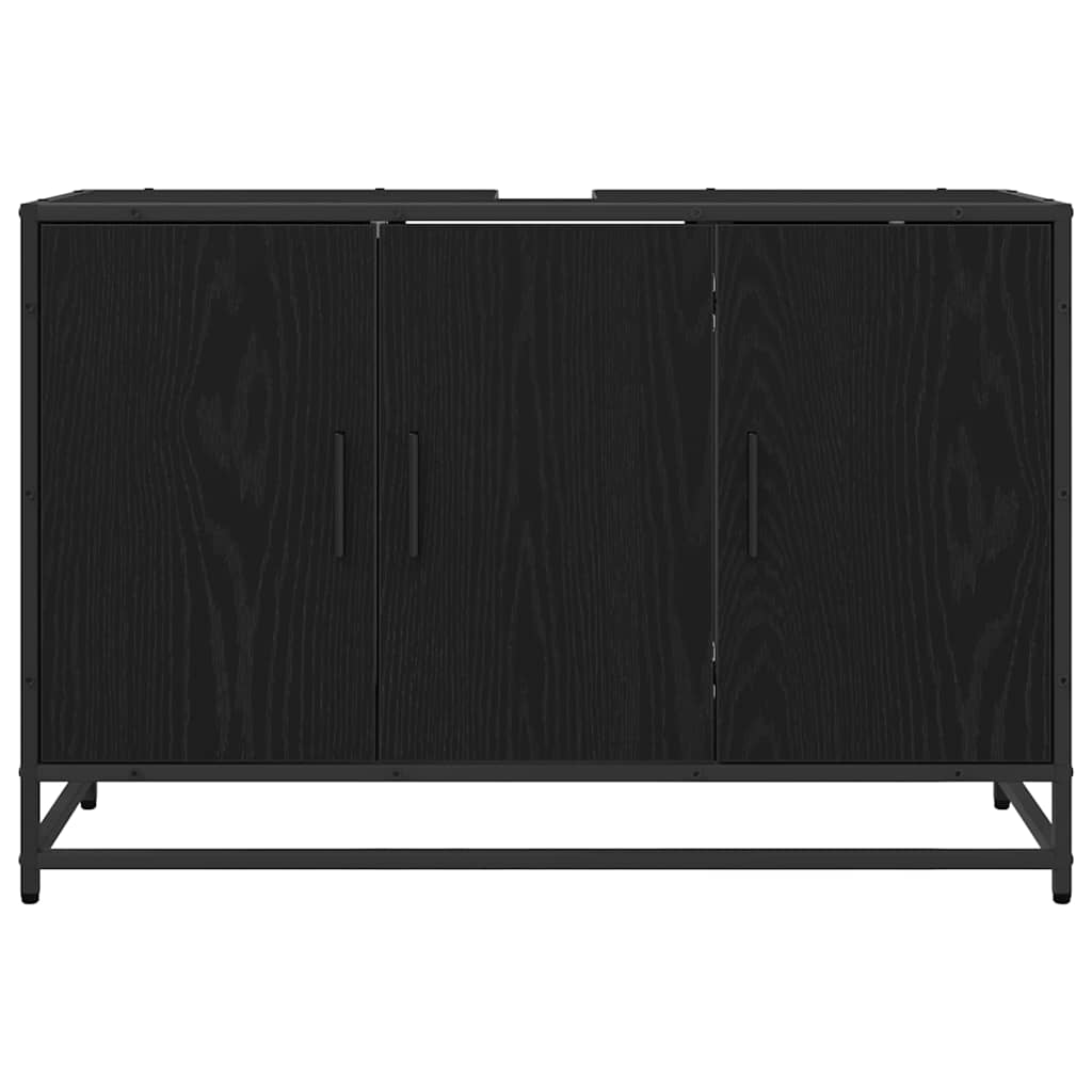 Mueble de Cuarto de Baño con puerta Roble Negro 90 x 33 x 60 cm
