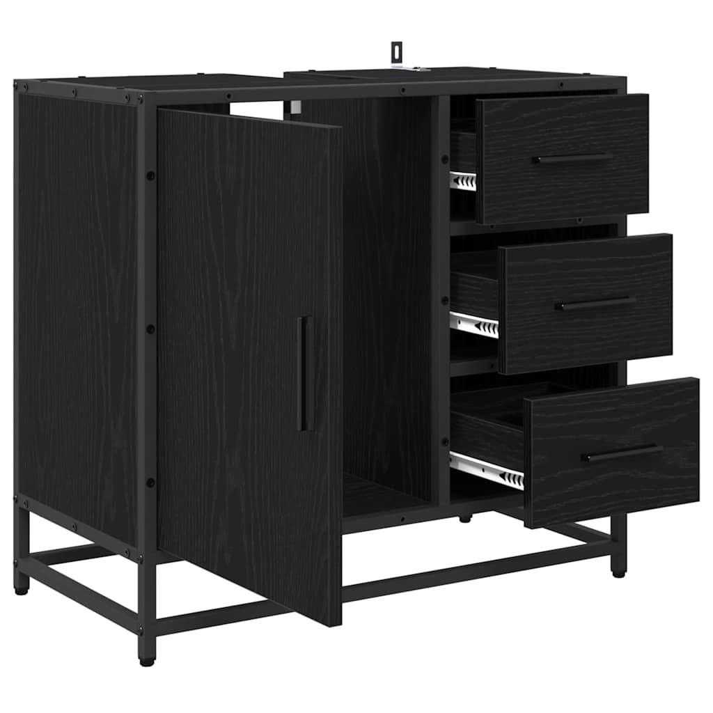 Mueble de Cuarto de Baño con cajón Roble Negro 65 x 33 x 60 cm
