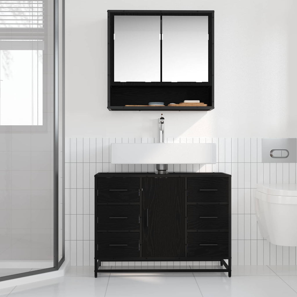 Mueble de Cuarto de Baño con cajón Roble Negro 80 x 33 x 60 cm