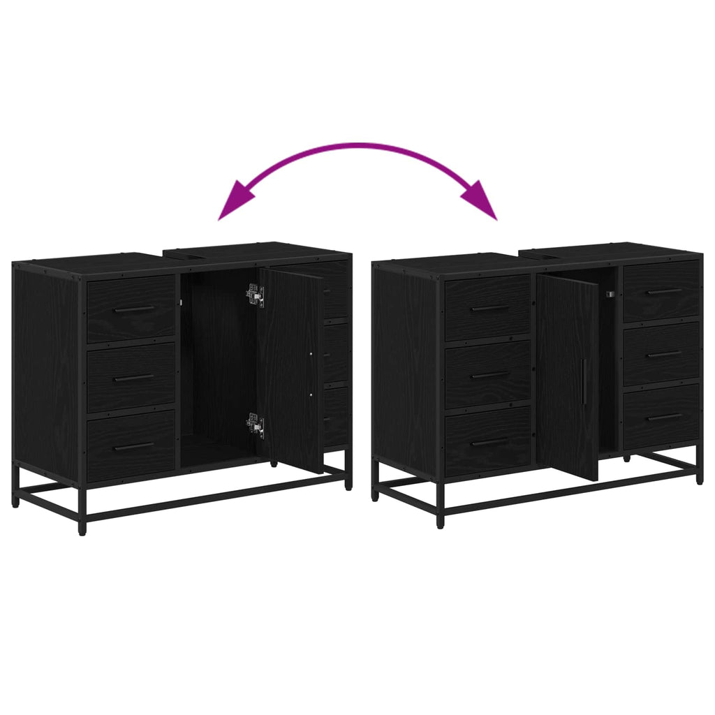 Mueble de Cuarto de Baño con cajón Roble Negro 80 x 33 x 60 cm