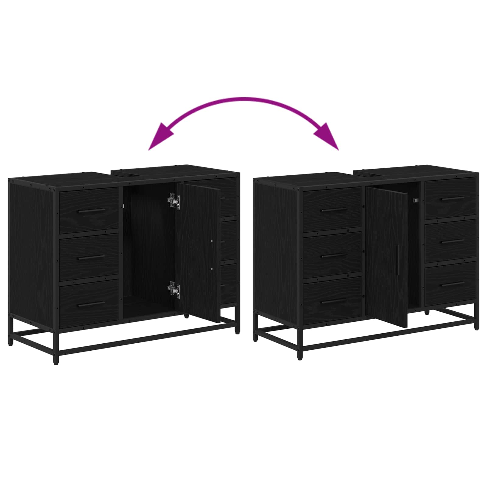 Mueble de Cuarto de Baño con cajón Roble Negro 80 x 33 x 60 cm