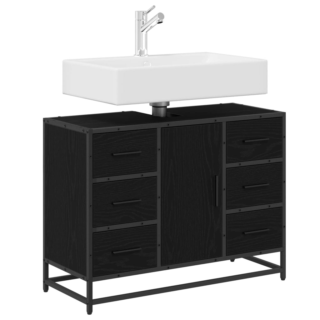 Mueble de Cuarto de Baño con cajón Roble Negro 80 x 33 x 60 cm