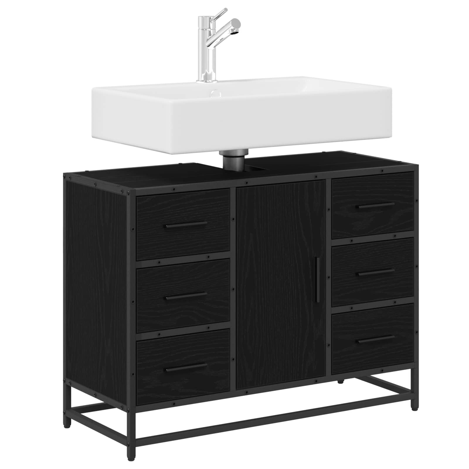 Mueble de Cuarto de Baño con cajón Roble Negro 80 x 33 x 60 cm