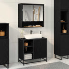 Mueble de Cuarto de Baño con puerta Roble Negro 65 x 33 x 60 cm