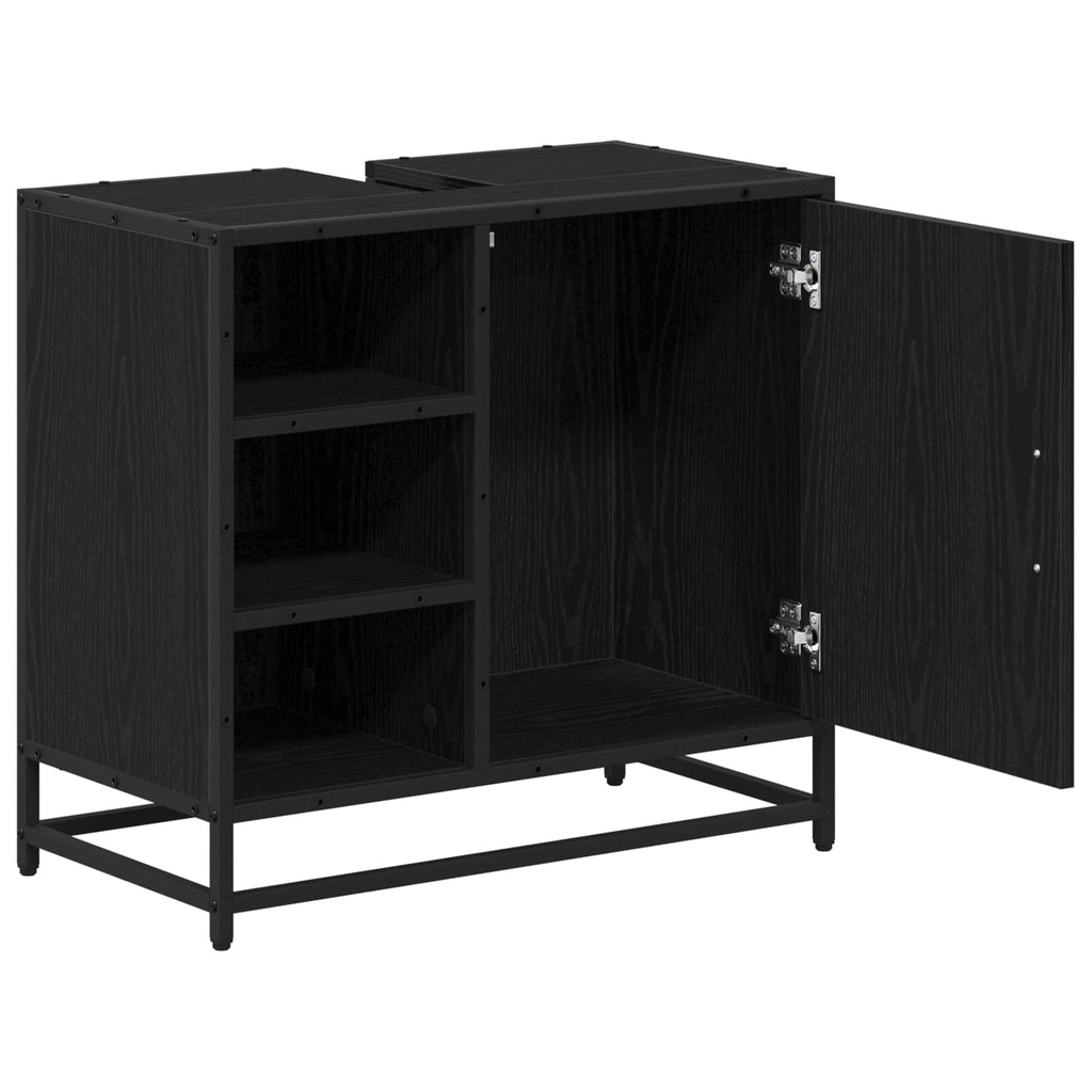 Mueble de Cuarto de Baño con puerta Roble Negro 65 x 33 x 60 cm