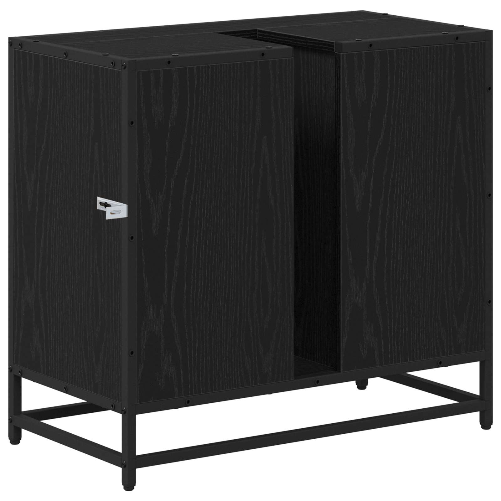 Mueble de Cuarto de Baño con puerta Roble Negro 65 x 33 x 60 cm