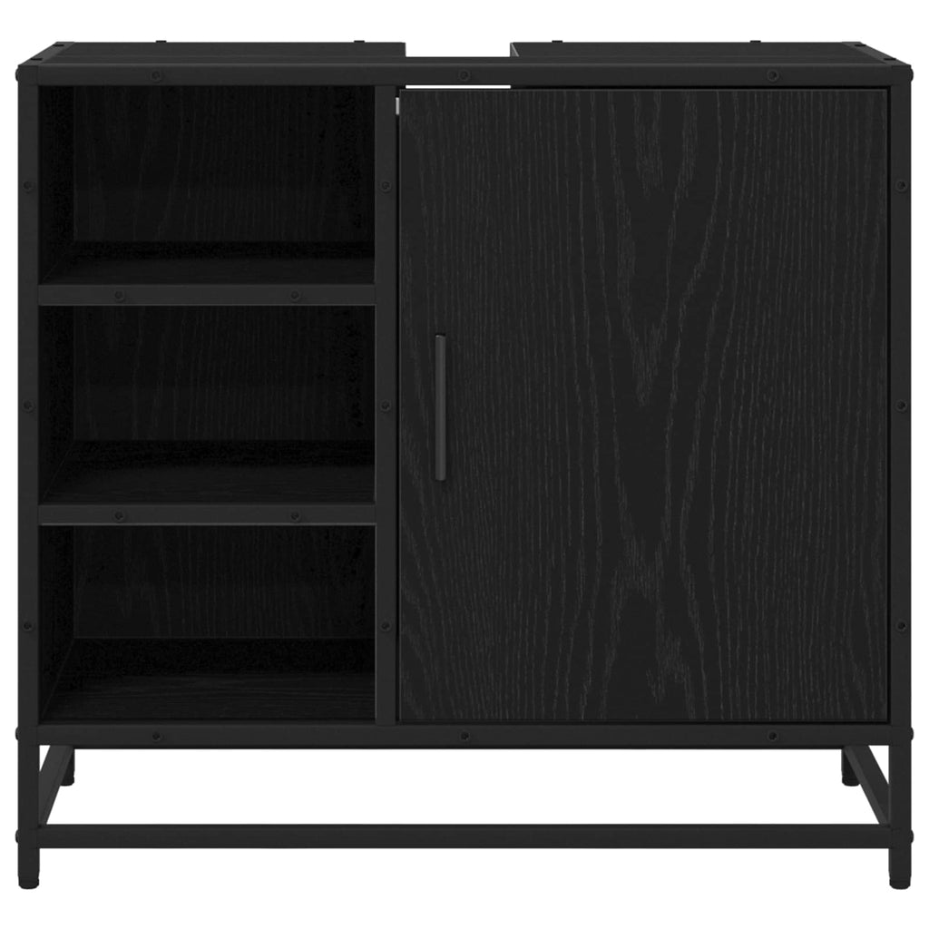 Mueble de Cuarto de Baño con puerta Roble Negro 65 x 33 x 60 cm
