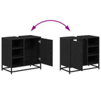Mueble de Cuarto de Baño con puerta Roble Negro 65 x 33 x 60 cm