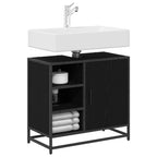 Mueble de Cuarto de Baño con puerta Roble Negro 65 x 33 x 60 cm