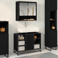 Mueble de Cuarto de Baño con puerta Roble Negro 80 x 33 x 60 cm