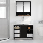 Mueble de Cuarto de Baño con puerta Roble Negro 80 x 33 x 60 cm