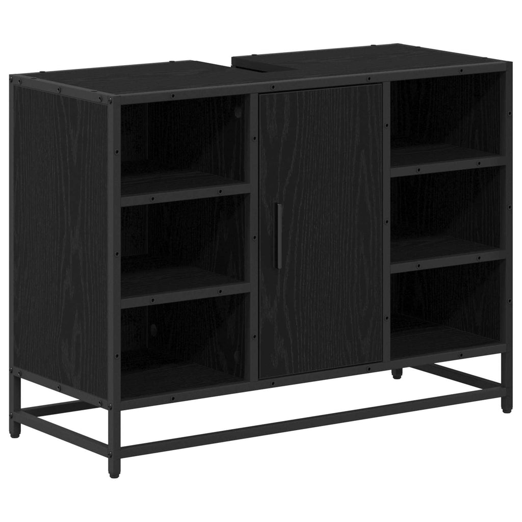 Mueble de Cuarto de Baño con puerta Roble Negro 80 x 33 x 60 cm