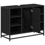 Mueble de Cuarto de Baño con puerta Roble Negro 80 x 33 x 60 cm