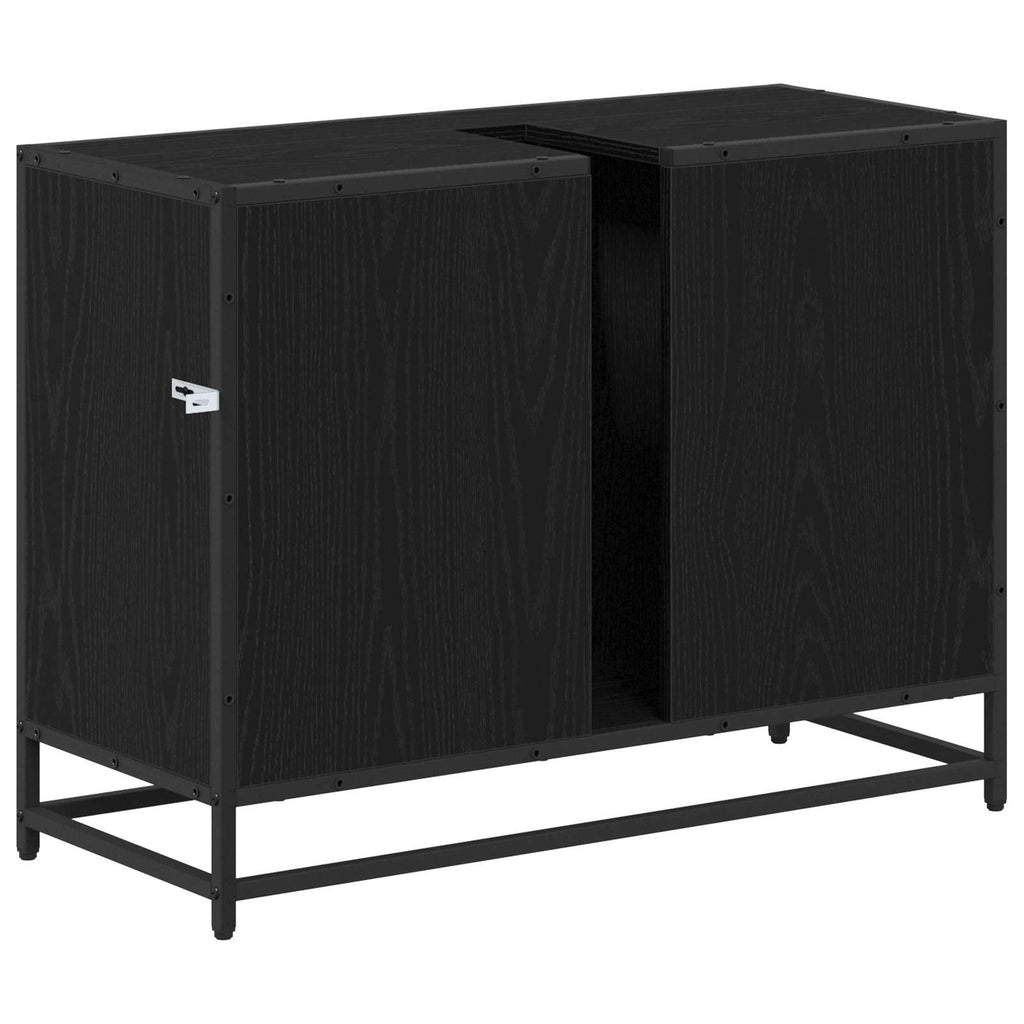 Mueble de Cuarto de Baño con puerta Roble Negro 80 x 33 x 60 cm