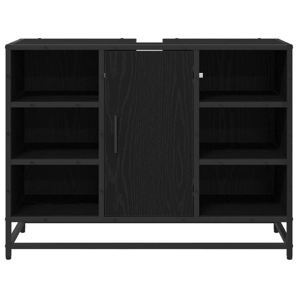 Mueble de Cuarto de Baño con puerta Roble Negro 80 x 33 x 60 cm