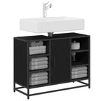 Mueble de Cuarto de Baño con puerta Roble Negro 80 x 33 x 60 cm