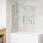 Enclosure de Ducha Dorado 130 x 138 cm Vidrio ESG y Aluminio