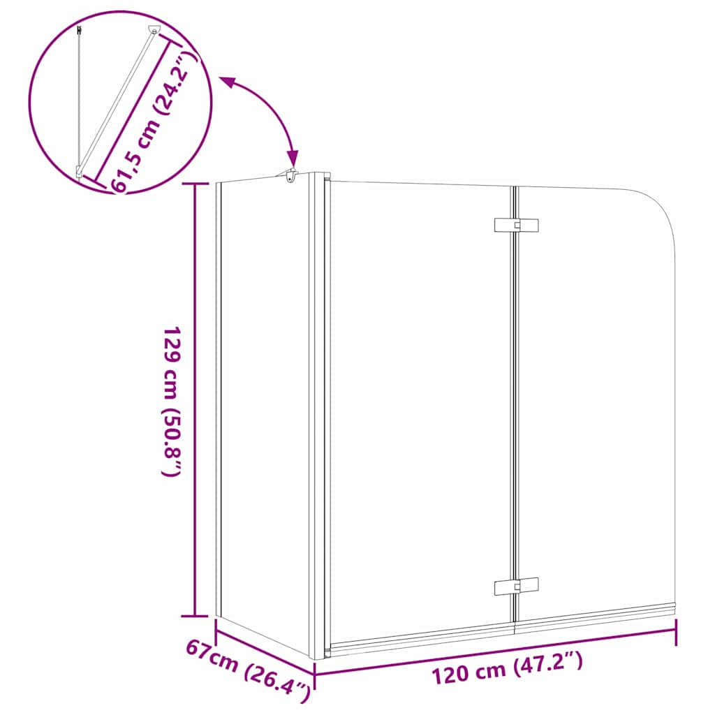 Enclosure para baño Geométrico Manual Negro 120 x 67 x 129 cm
