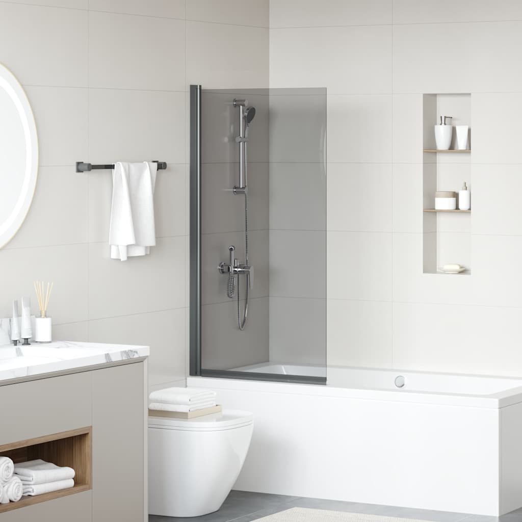 Pantalla de ducha de baño Negro 68 x 130 cm Vidrio templado