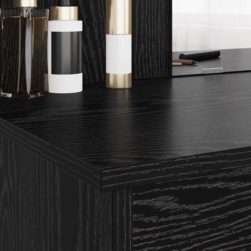 Mesa de Vestir con Espejo Roble Negro 96 x 39 x 142 cm