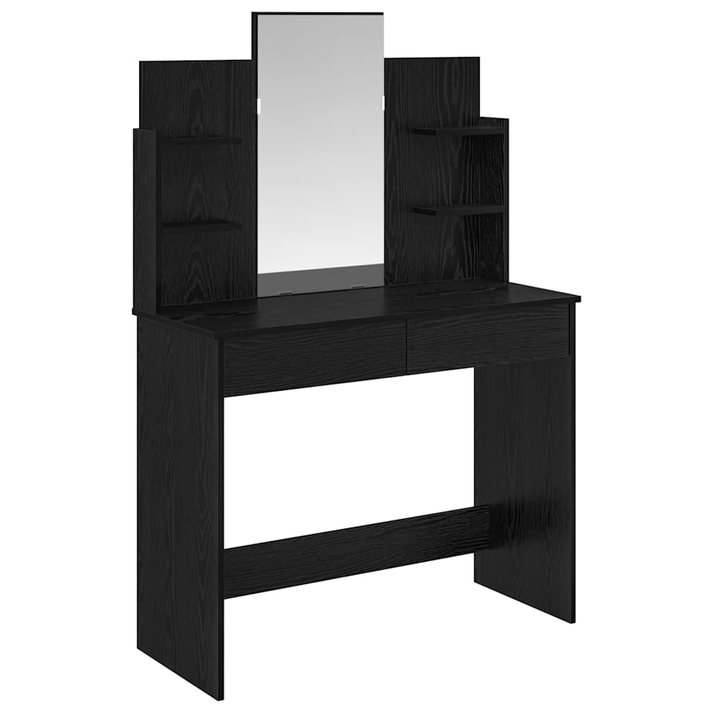 Mesa de Vestir con Espejo Roble Negro 96 x 39 x 142 cm