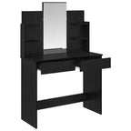 Mesa de Vestir con Espejo Roble Negro 96 x 39 x 142 cm