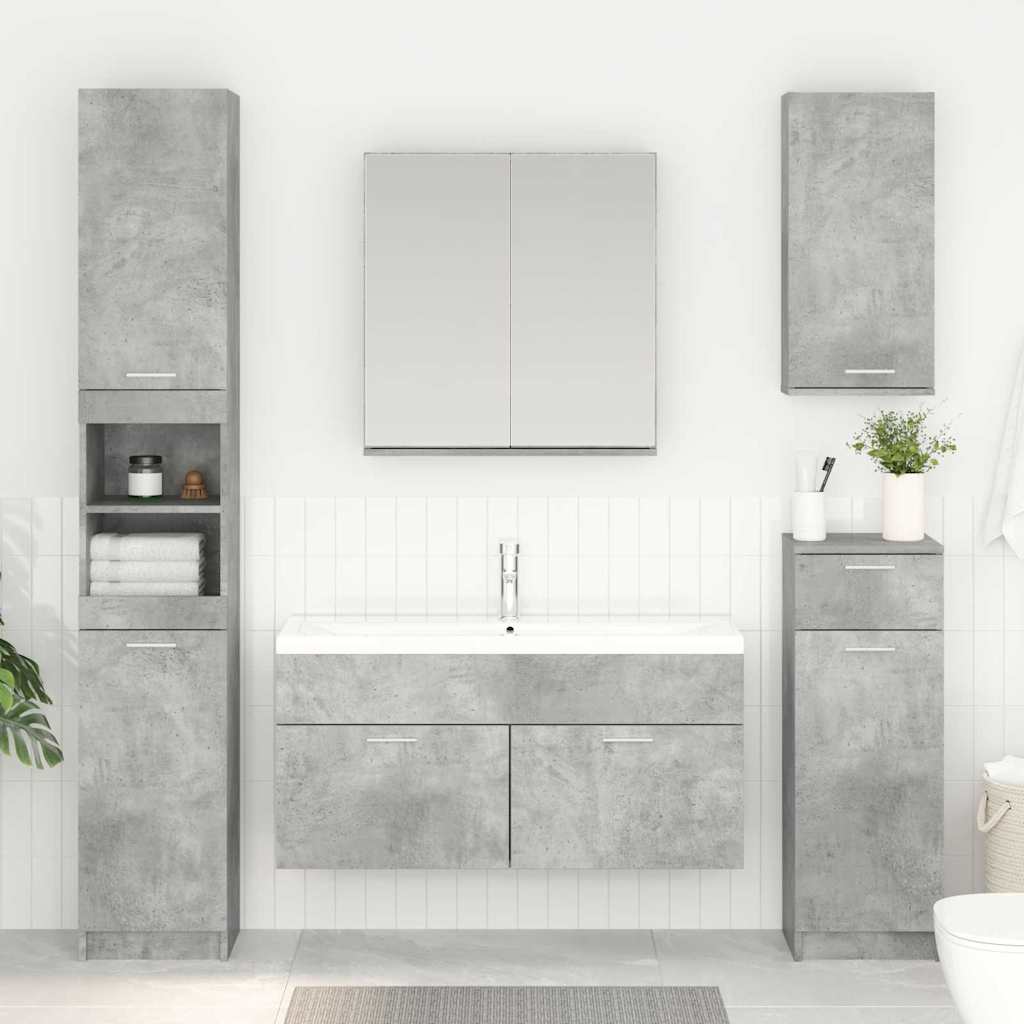 Mueble de lavabo con puerta Gris Concreto Madera de ingeniería