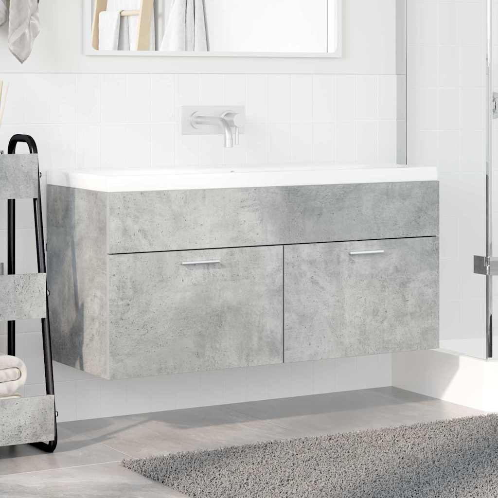 Mueble de lavabo con puerta Gris Concreto Madera de ingeniería