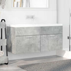 Mueble de lavabo con puerta Gris Concreto Madera de ingeniería