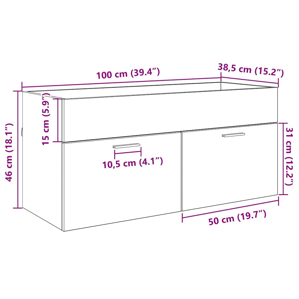 Mueble de lavabo con puerta Gris Concreto Madera de ingeniería